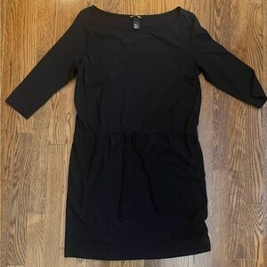H&M Basic Black  3/4 Sleeves drawstring Waist Short Dress- Size M